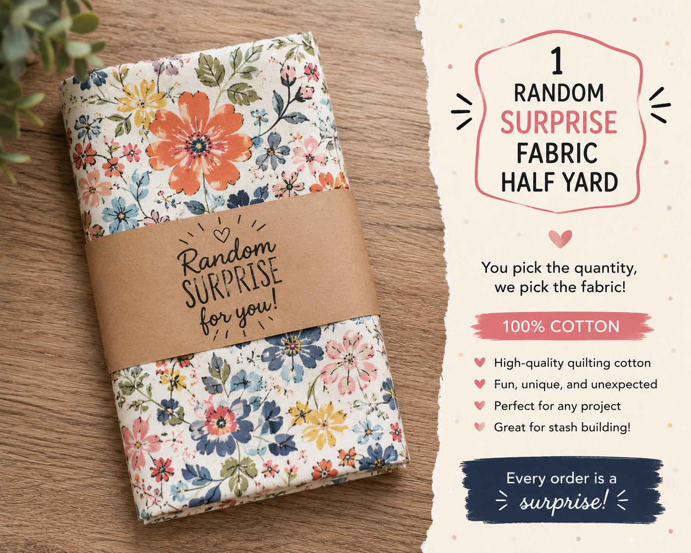 1 Random Surprise Fabric Half Yard