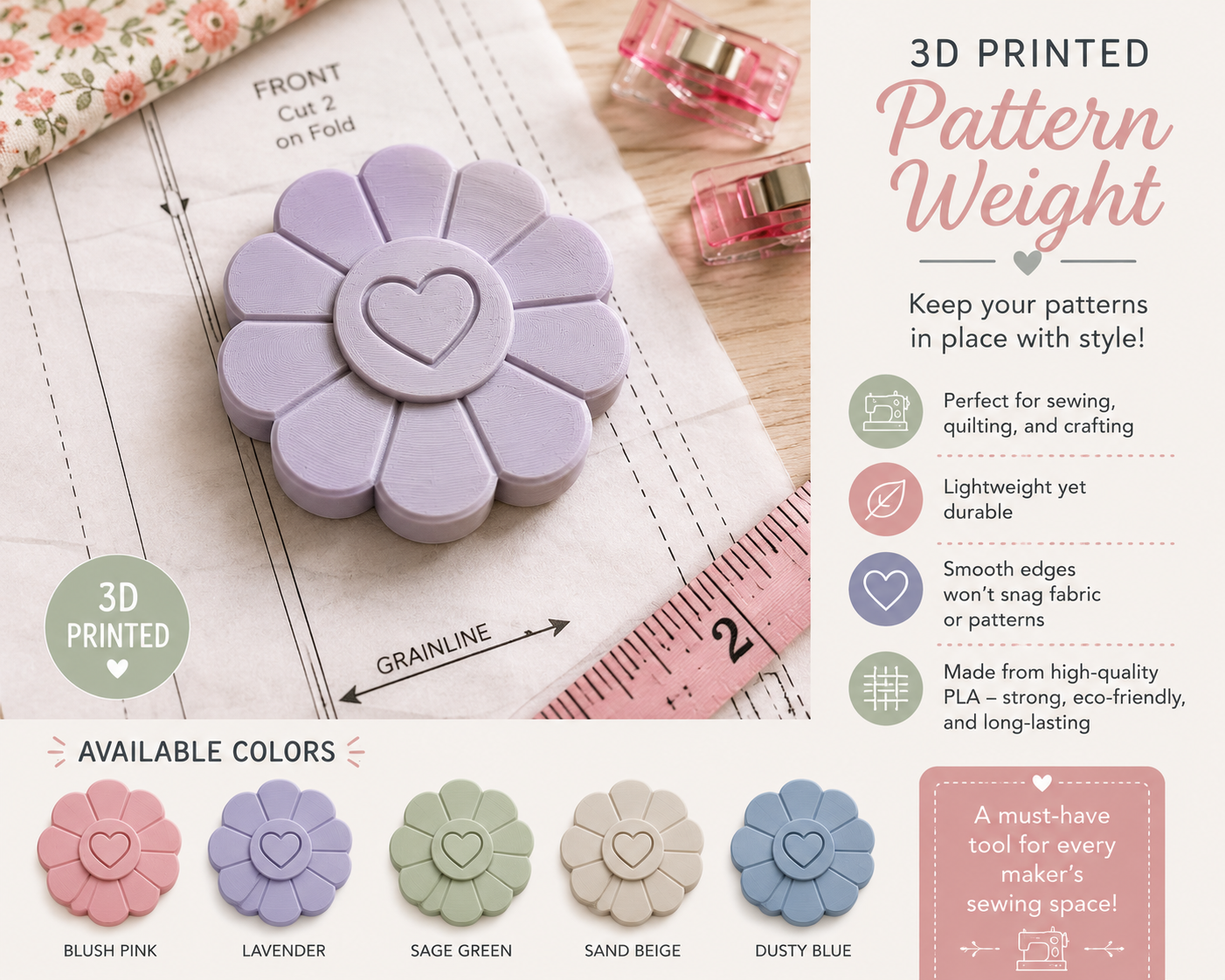 3D Printed Pattern Weight (random color)