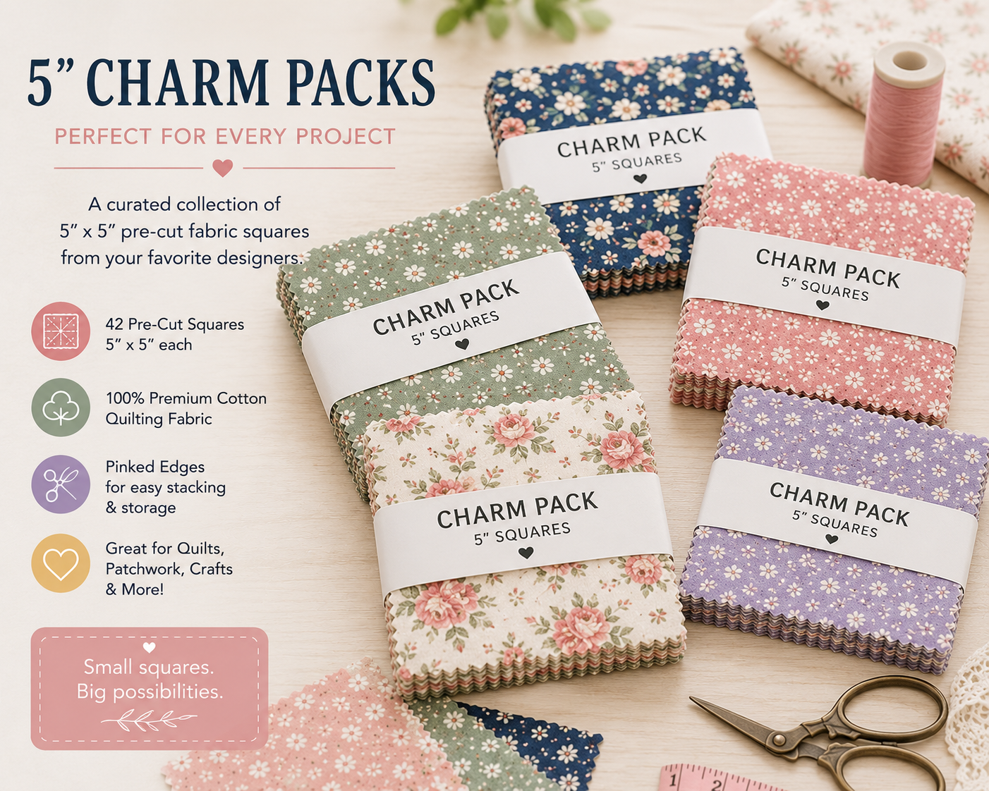 Premium Mystery Charm Pack – 5" Squares