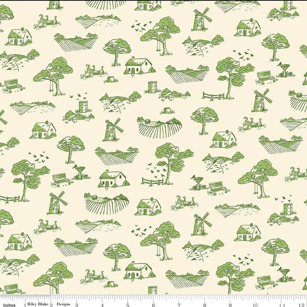 Riley Blake Virginia Rose Toile-Green